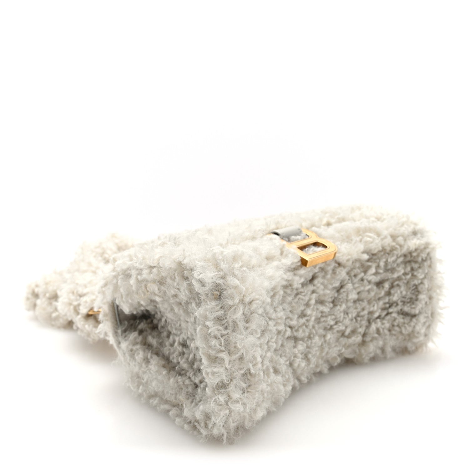 Balenciaga Faux Fur Fluffy Hourglass XS Top Handle Bag Natural 4 of 9