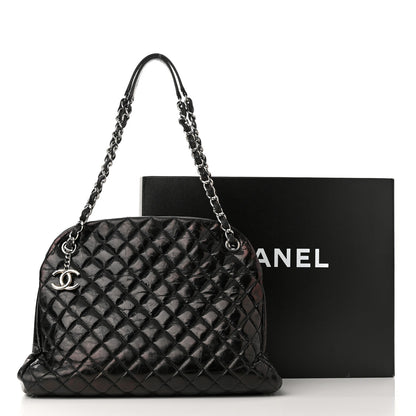 Chanel Glazed Calfskin Quilted Large Just Mademoiselle Bowling Bag Black 11 of 11