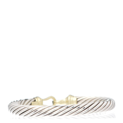 David Yurman Sterling Silver 14K Yellow Gold 7mm Cable Classic Buckle Bracelet 3 of 5