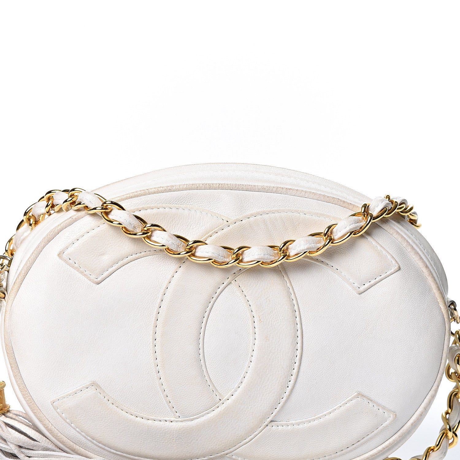 Chanel Lambskin Round Tassel Crossbody Bag White 7 of 9