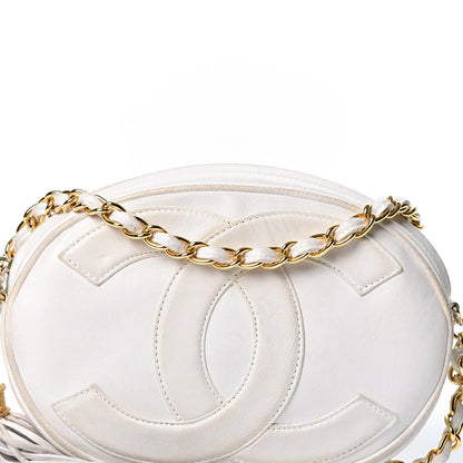 Chanel Lambskin Round Tassel Crossbody Bag White 7 of 9