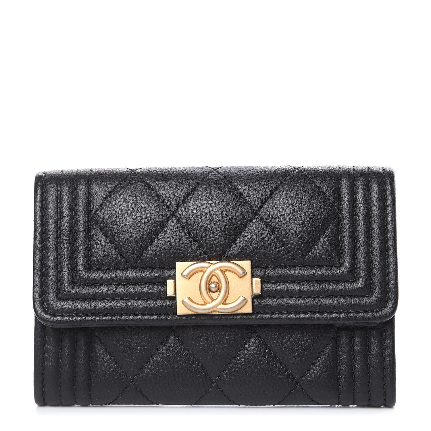 Chanel Caviar Quilted Boy Flap Card Holder Black 1 of 9