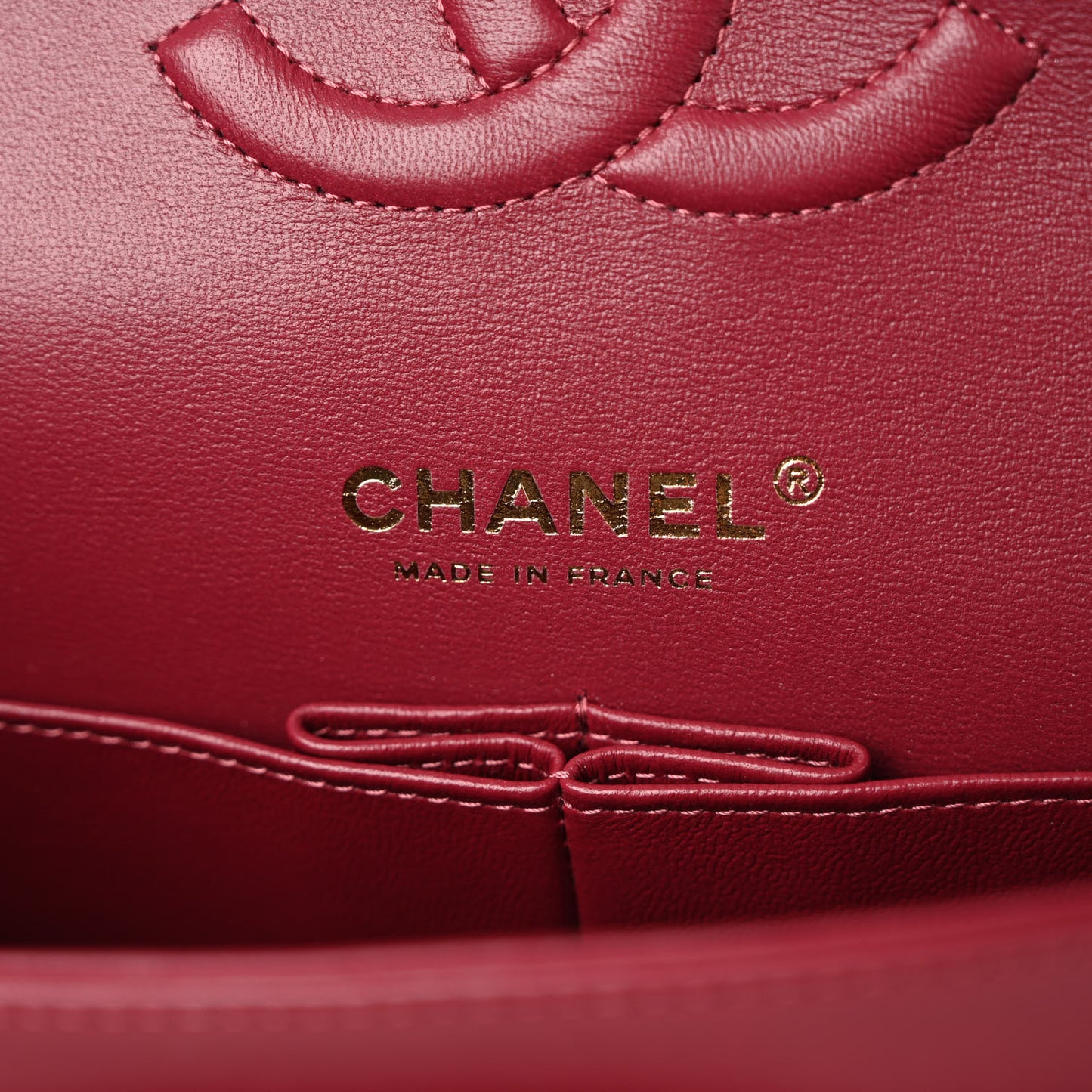 Lambskin Quilted Medium Double Flap Burgundy