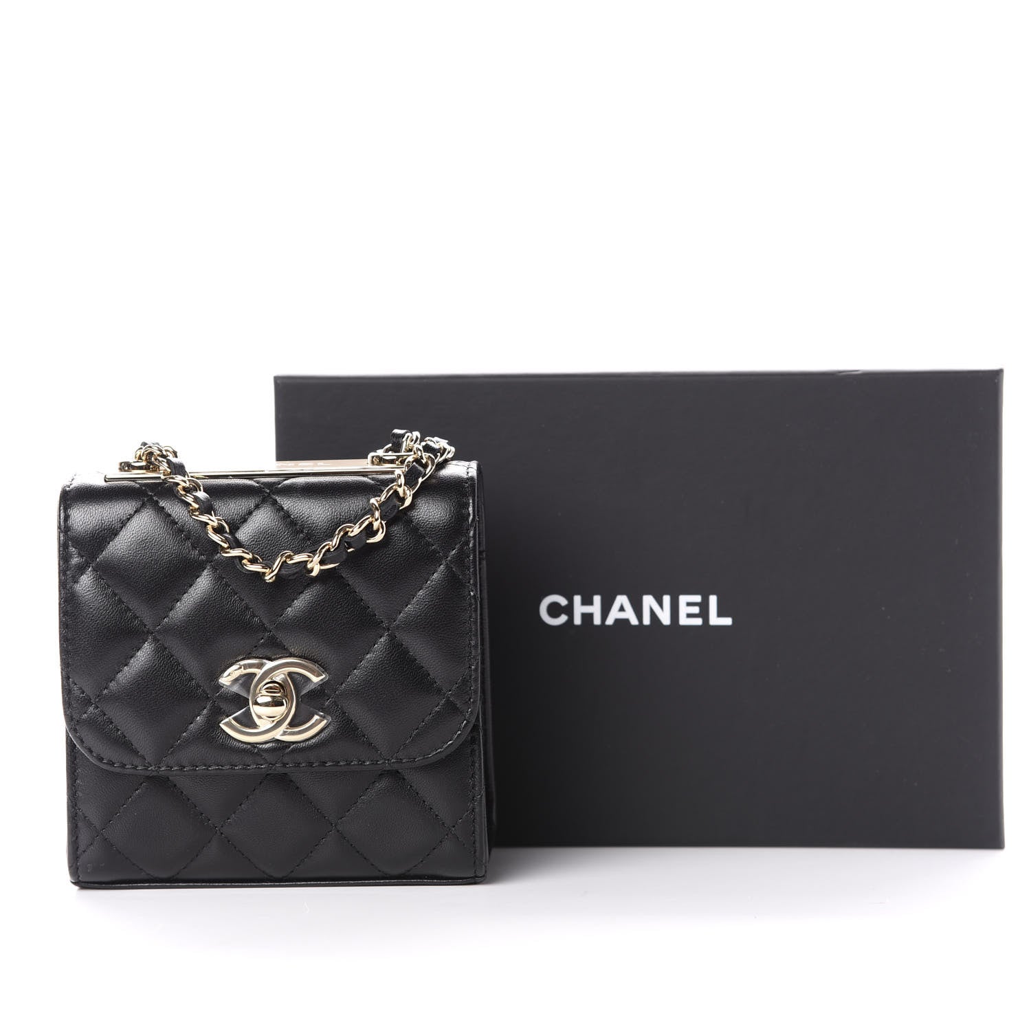 Chanel Lambskin Quilted Mini Trendy CC Chain Wallet Black 10 of 10
