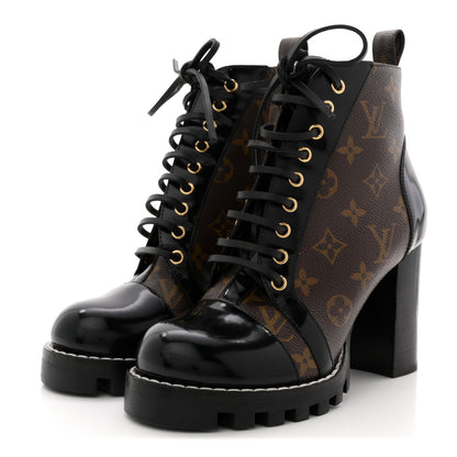 Louis Vuitton Patent Calfskin Monogram Star Trail Ankle Boots 38.5 Black 4 of 12
