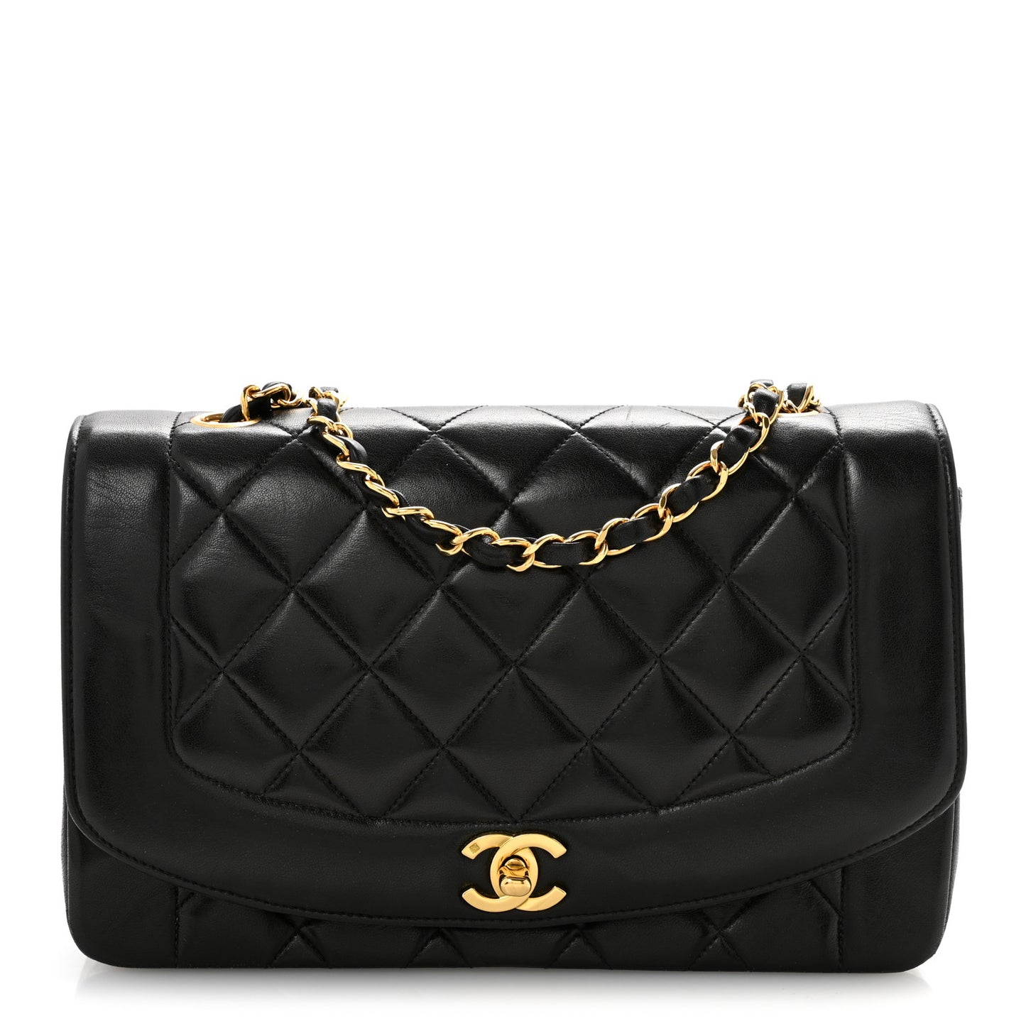 Lambskin Quilted Medium Single Flap Black