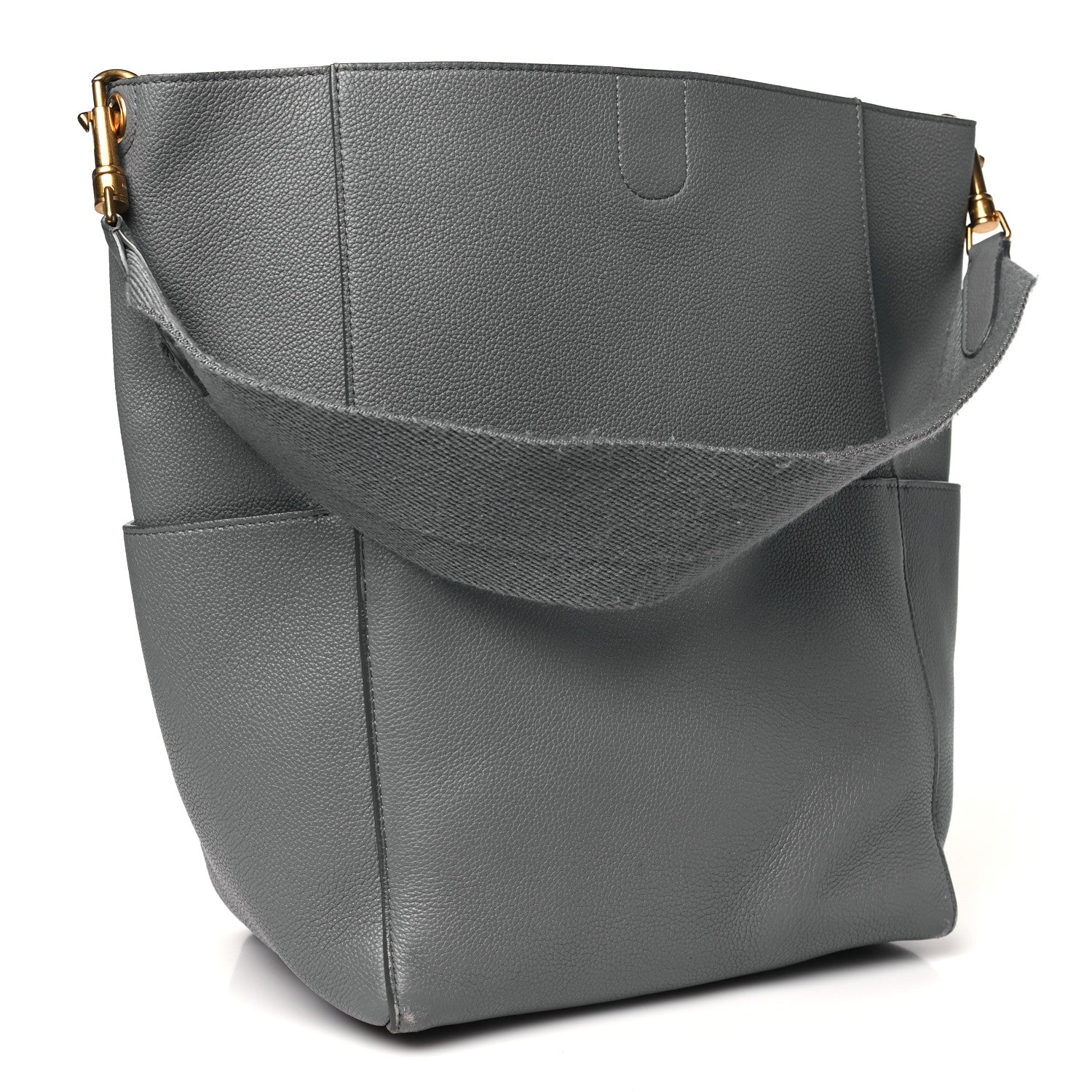 Celine Soft Grained Calfskin Sangle Bucket Bag Grey 3 of 12