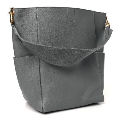 Celine Soft Grained Calfskin Sangle Bucket Bag Grey 3 of 12