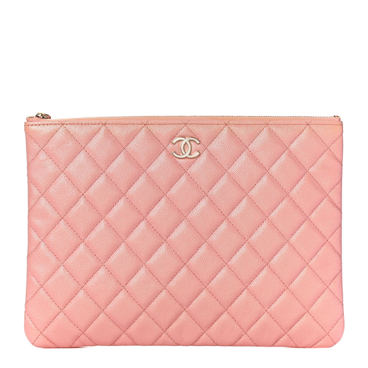 Chanel Iridescent Caviar Quilted Medium Cosmetic Case Rose Pink 1 of 10