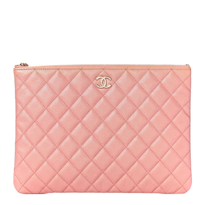 Chanel Iridescent Caviar Quilted Medium Cosmetic Case Rose Pink 1 of 10