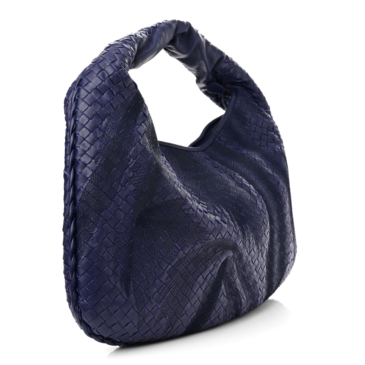 Bottega Veneta Embroidered Nappa Intrecciato Large Veneta Hobo Atlantic 3 of 13