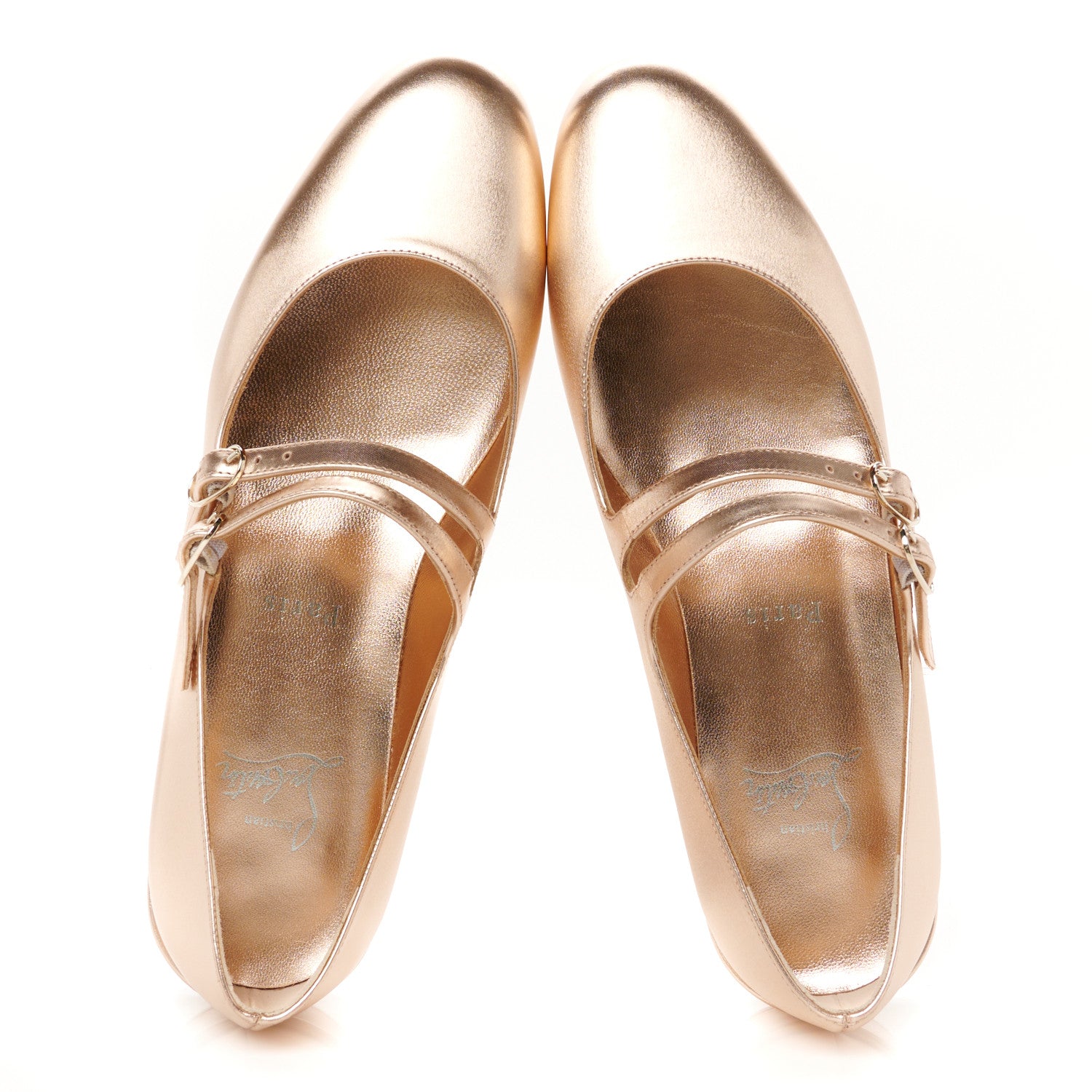 Christian Louboutin Calf Laminato Satin Sweet Jane Flats 37.5 Leche 2 of 10