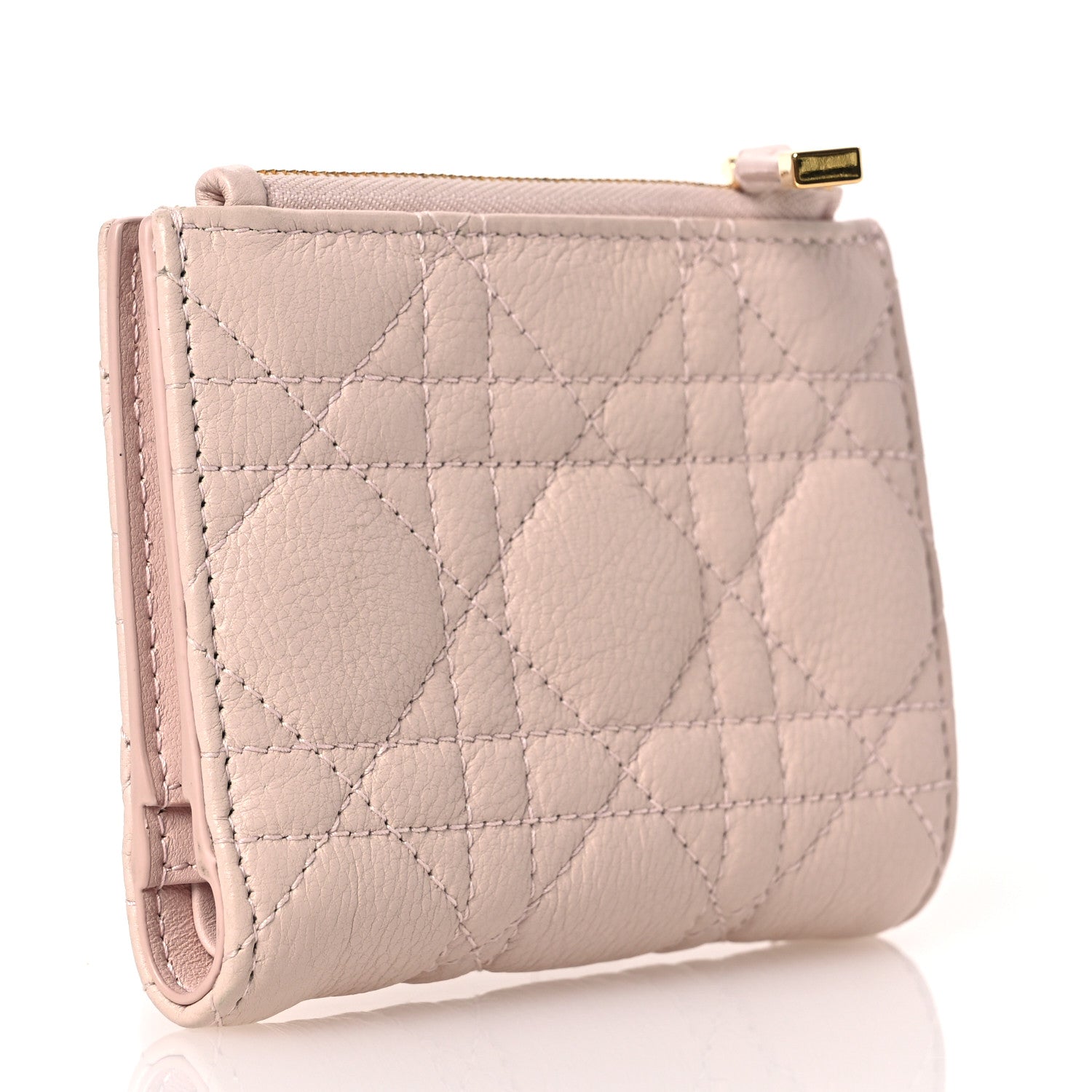 Christian Dior Grained Calfskin Supple Cannage Caro Dahlia Wallet Powder Pink 3 of 13