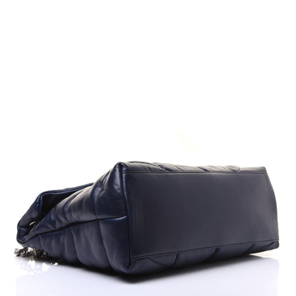 Saint Laurent Lambskin Quilted Small Loulou Puffer Monogram Chain Satchel Navy 4 of 24