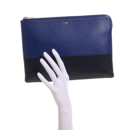 Celine Lambskin Bi-Color Solo Clutch Pouch Indigo Black 2 of 9