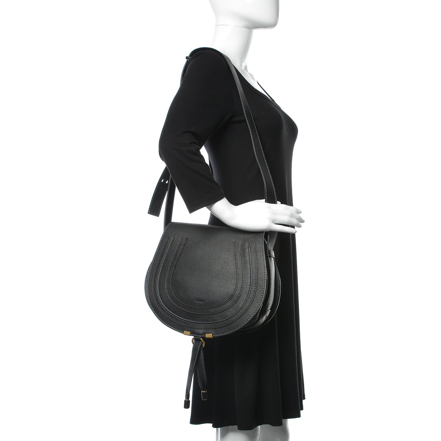 Chloe Calfskin Medium Marcie Round Crossbody Bag Black 2 of 9