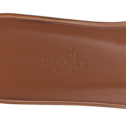 Hermes Box Calfskin Oran Sandals 38 Gold 8 of 9