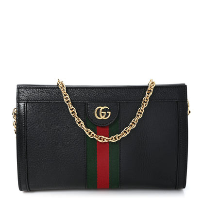Gucci Calfskin GG Web Small Ophidia Chain Shoulder Bag Black 1 of 10
