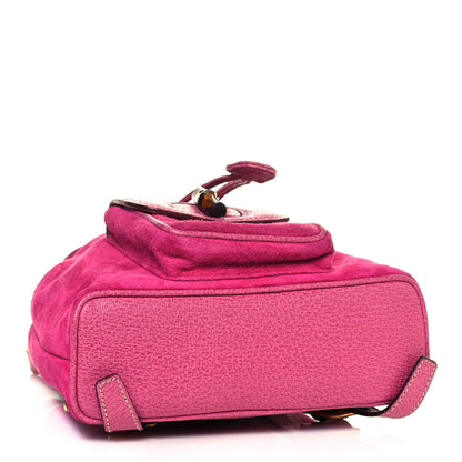 Gucci Suede Calfskin Bamboo Backpack Pink 3 of 12