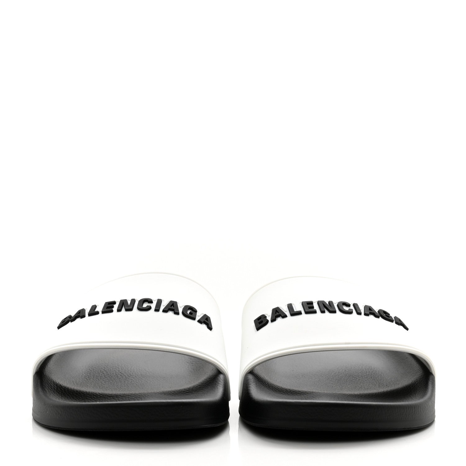 Balenciaga Rubber Womens Logo Pool Slide Sandals 38 Black White 2 of 7