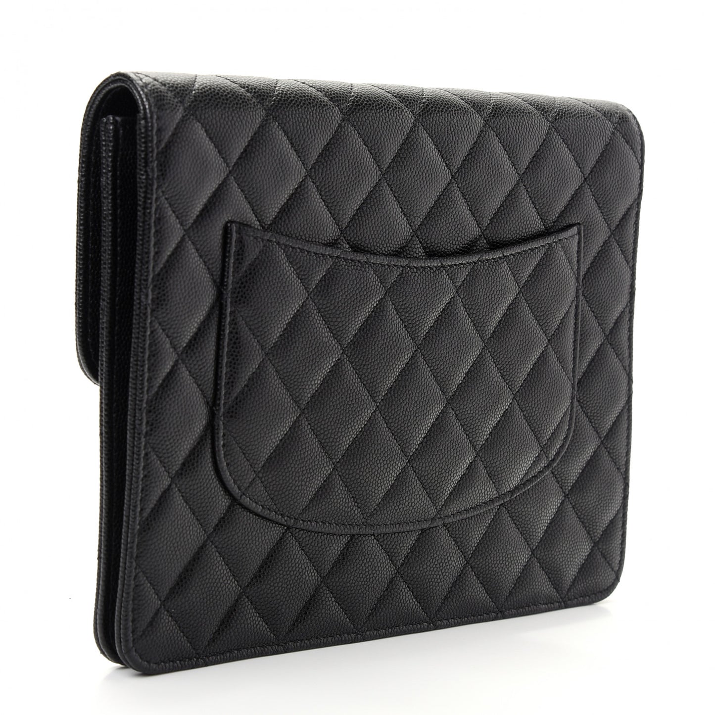 Caviar Quilted Square Flap Clutch Black