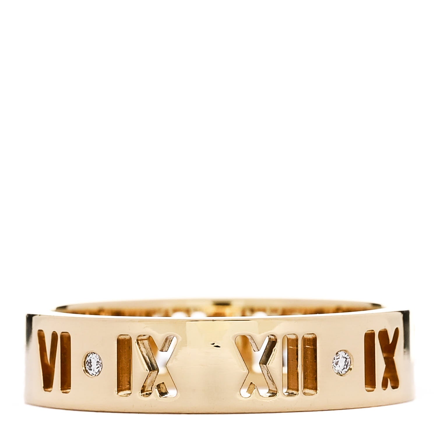 Tiffany 18K Yellow Gold Diamond Atlas Pierced Ring 56 7.75 1 of 4