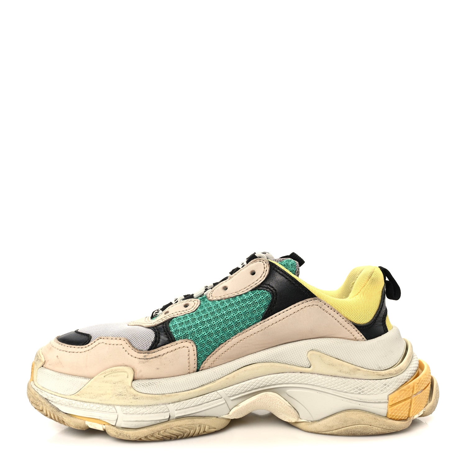 Balenciaga Fabric Mesh Womens Triple S Sneakers 40 Jaune Beige Vert Black Gris 1 of 8