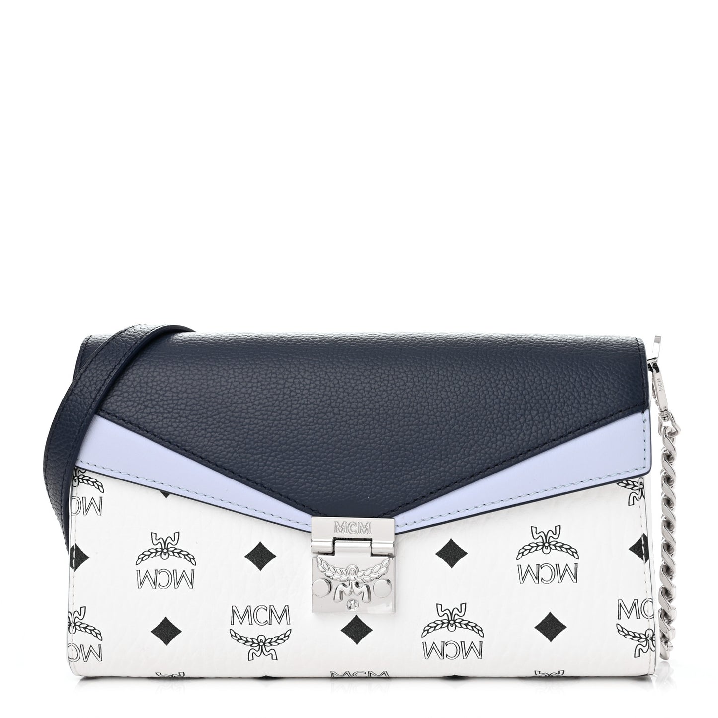 Calfskin Visetos Monogram Medium Millie Color Block Crossbody Bag White Mood Indigo
