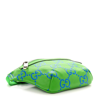 Gucci Calfskin GG Tennis Bi-Color Embossed Belt Bag Joy Green Joy Blue 4 of 10