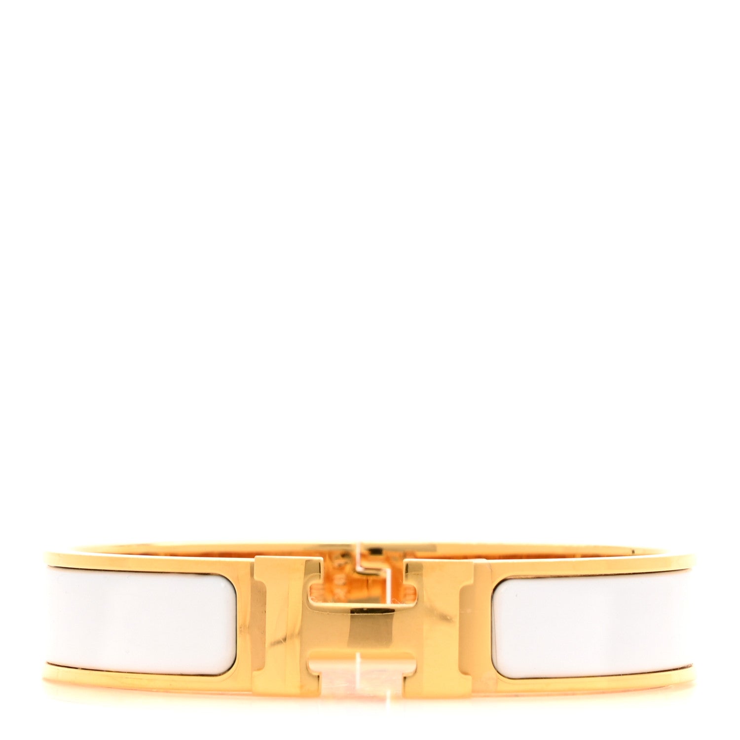 Hermes Enamel Narrow Clic Clac H Bracelet PM White 1 of 5