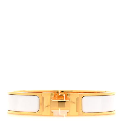 Hermes Enamel Narrow Clic Clac H Bracelet PM White 1 of 5