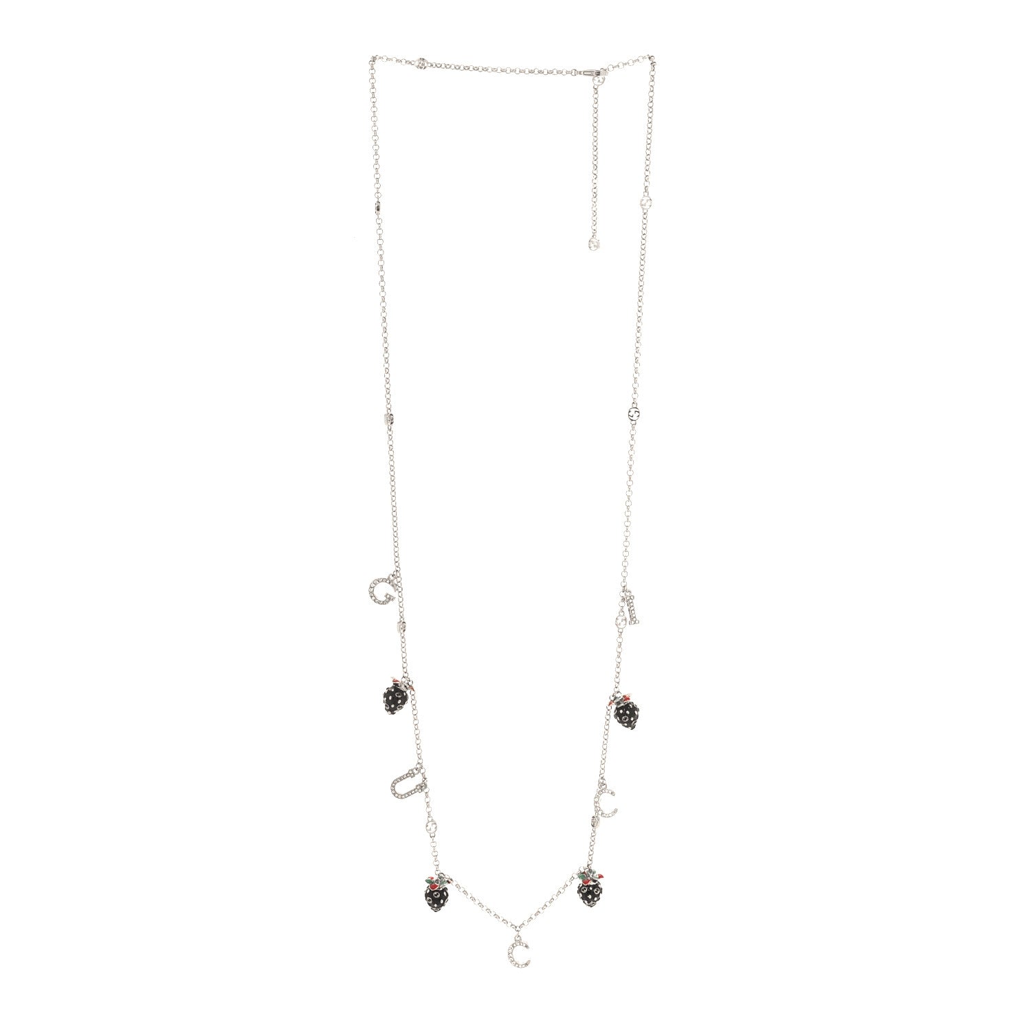 Gucci Silver Interlocking G Strawberry Pendant Necklace 3 of 5