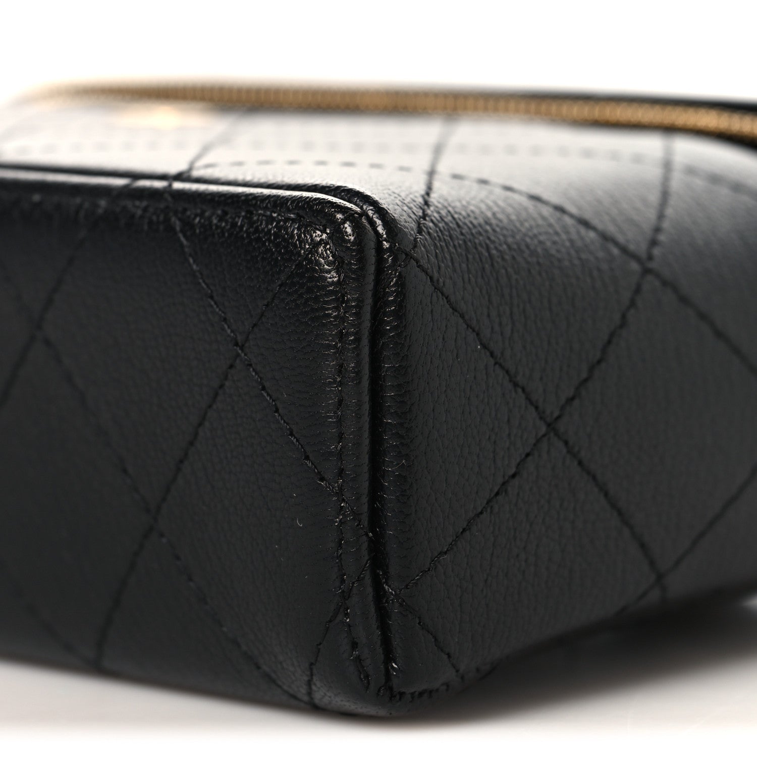 Chanel Goatskin Stitched Top Handle Slim Vanity With Chain Black 10 of 11
