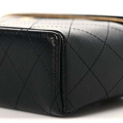 Chanel Goatskin Stitched Top Handle Slim Vanity With Chain Black 10 of 11