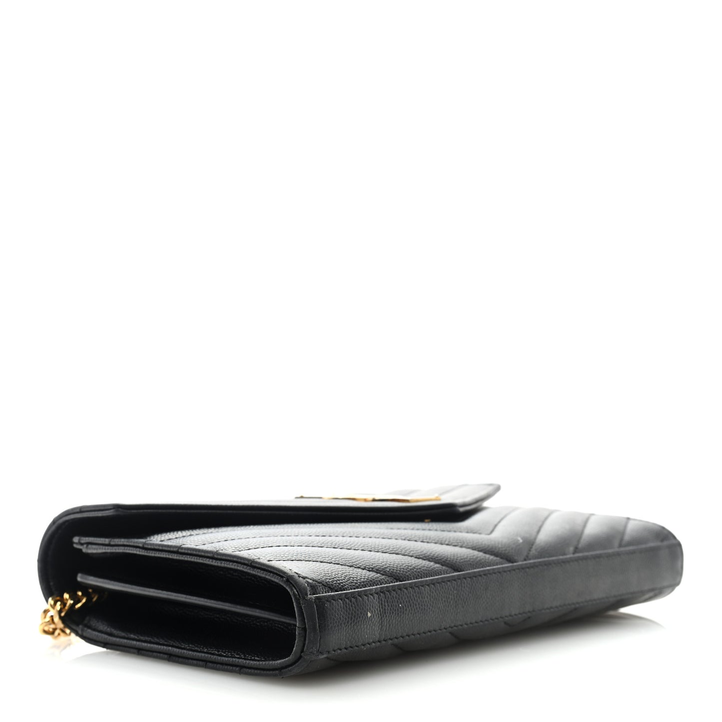 Grain De Poudre Matelasse Chevron Monogram Chain Wallet Black