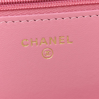 Chanel Tweed Quilted Wallet On Chain WOC Pink 6 of 11