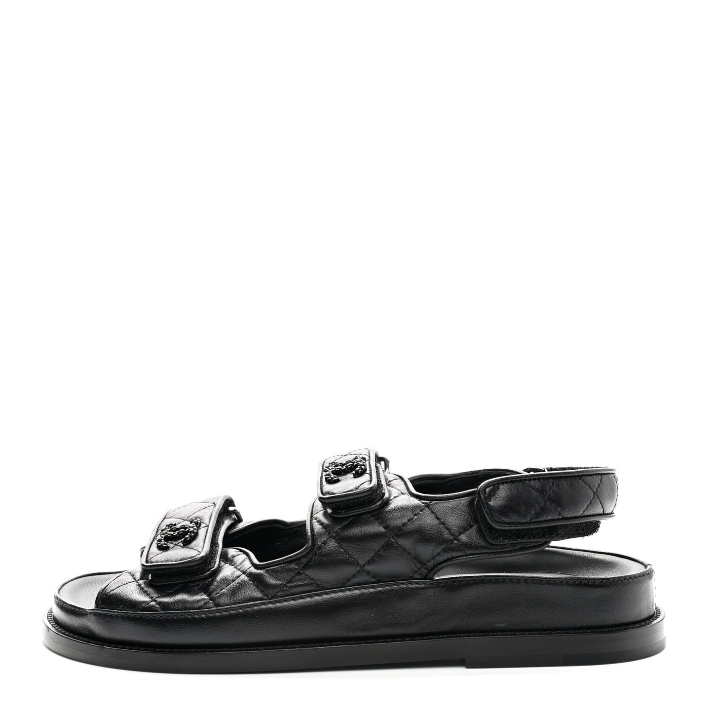 Lambskin Velcro Dad Sandals 38 Black