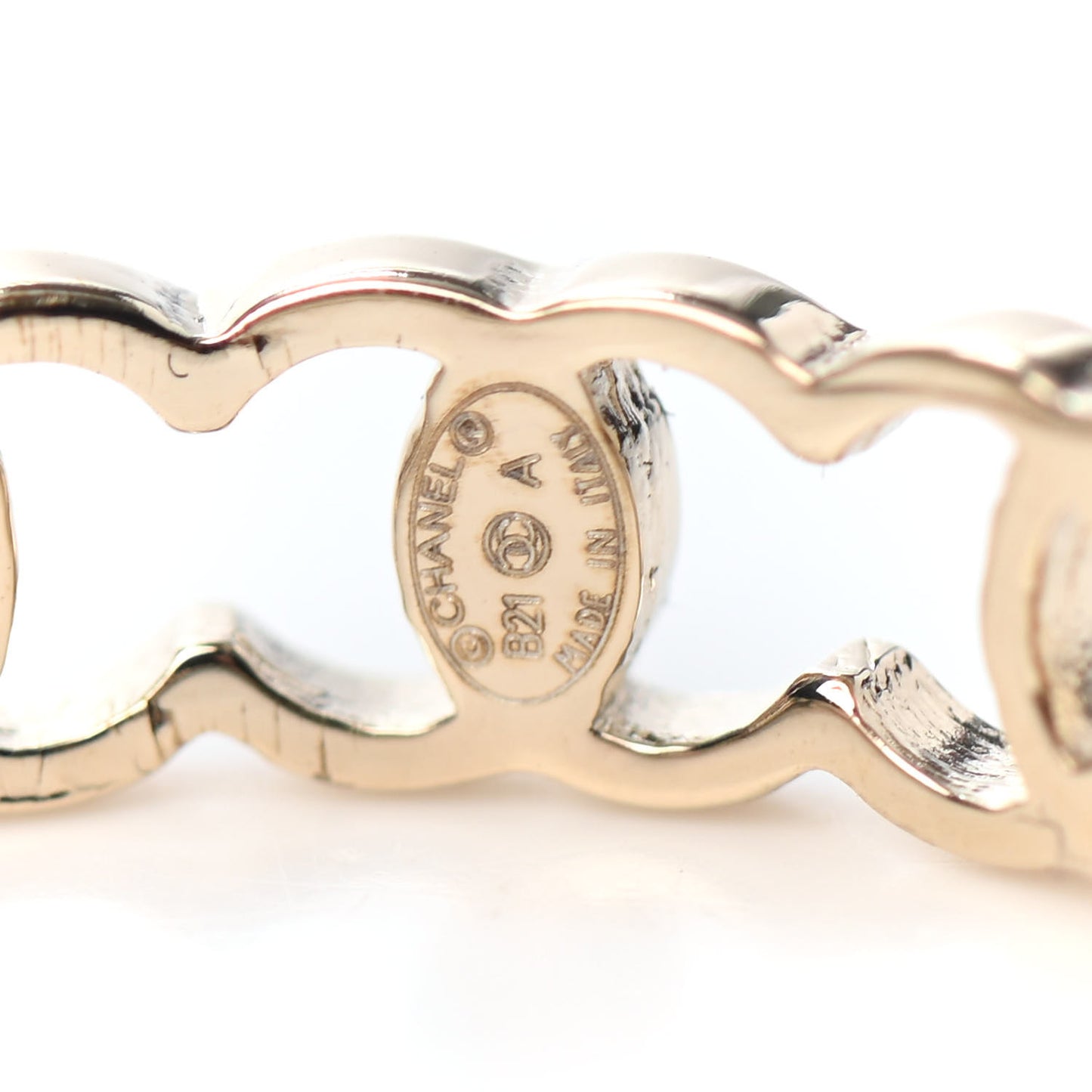 Metal CC Hoop Earrings Gold