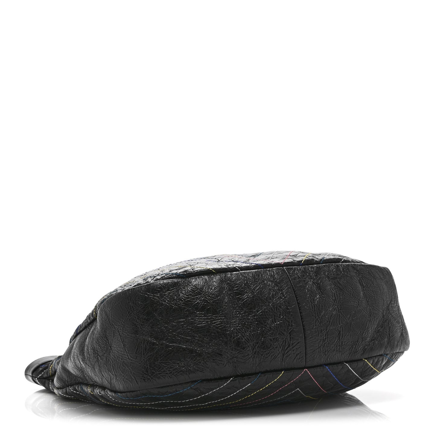 Glazed Calfskin Chevron Stitched Large 31 Shopping Bag Black Multicolor