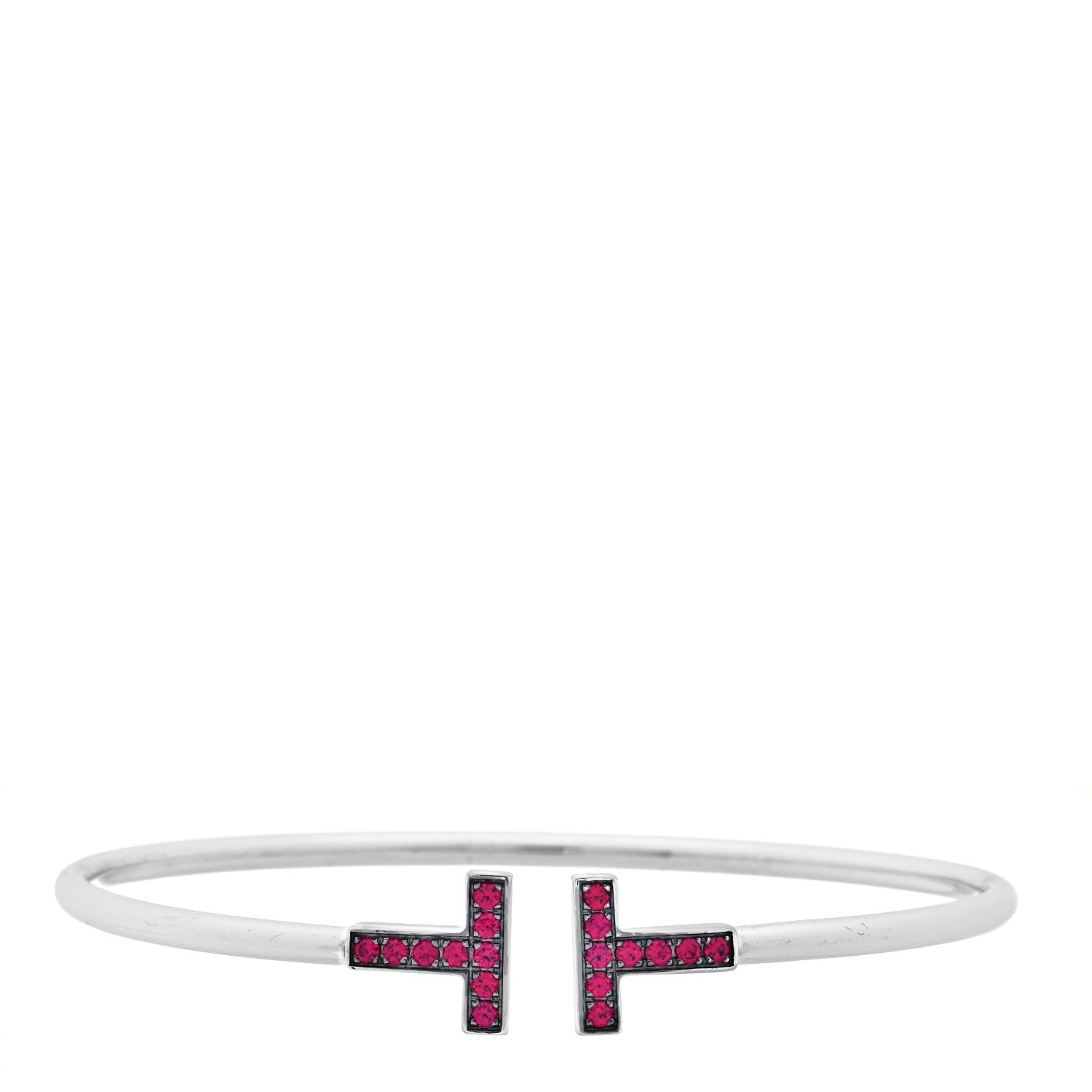 Tiffany 18K White Gold Ruby T Wire Bracelet 1 of 3