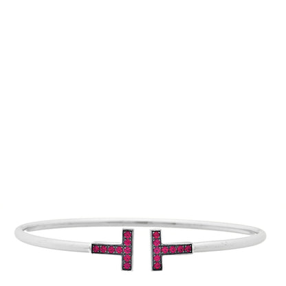 Tiffany 18K White Gold Ruby T Wire Bracelet 1 of 3