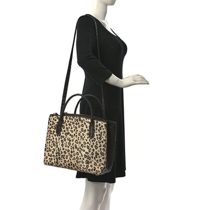 Nancy Gonzalez Crocodile Calf Hair Leopard Print Satchel Dark Brown 2 of 9