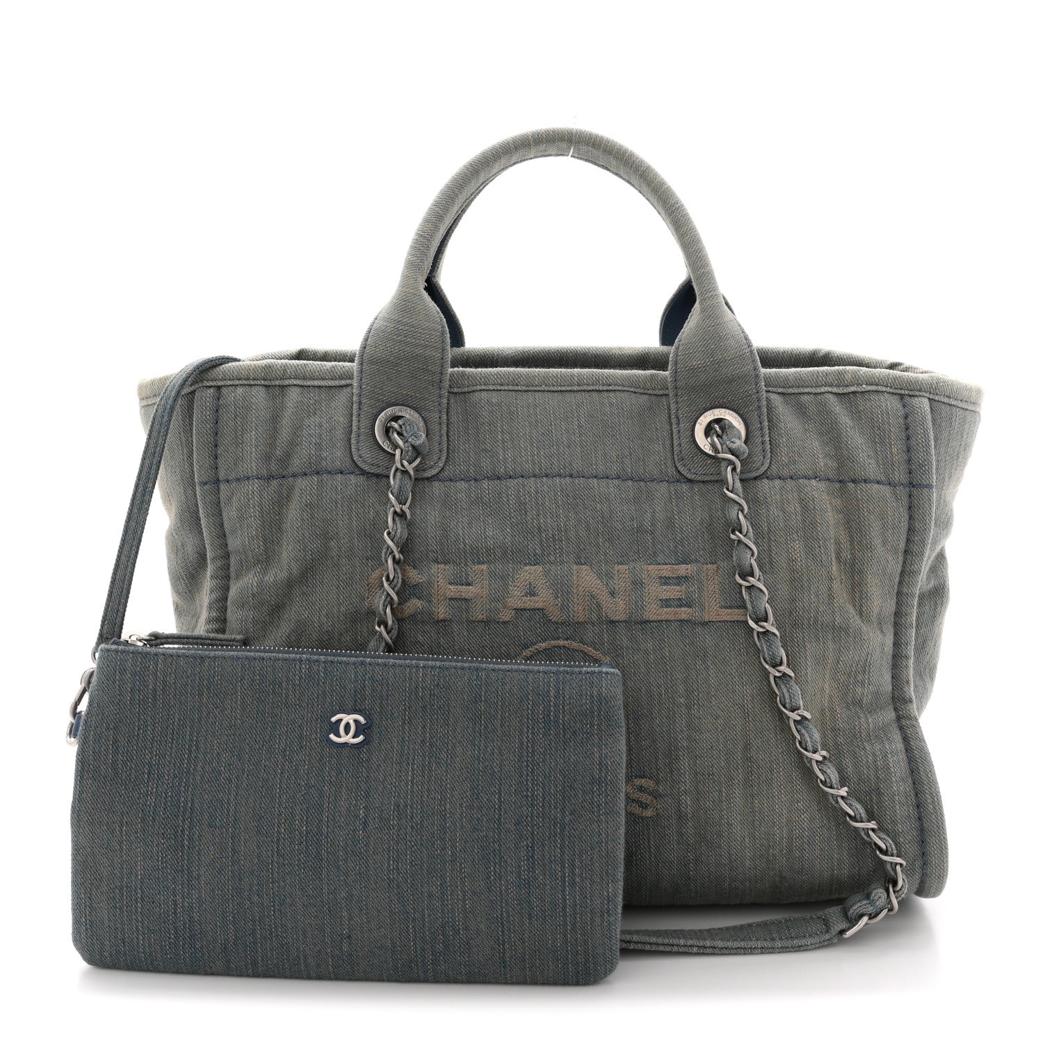Chanel Denim Small Deauville Tote Light Blue 3 of 11