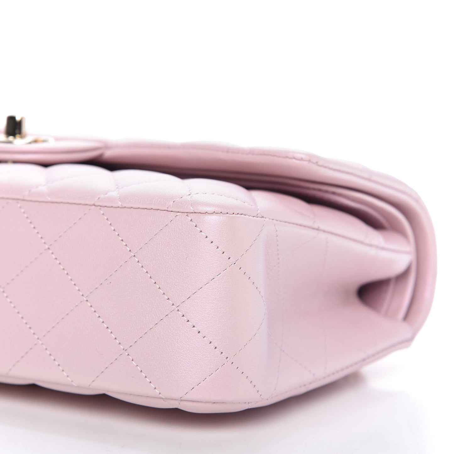 Iridescent Calfskin Quilted Medium Double Flap Light Pink