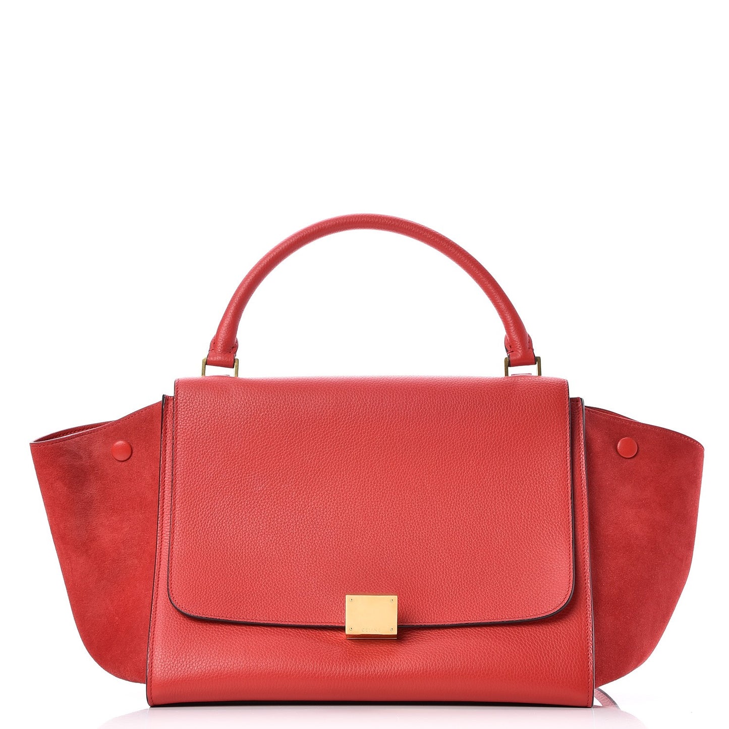 Drummed Calfskin Suede Medium Trapeze Coquelicot