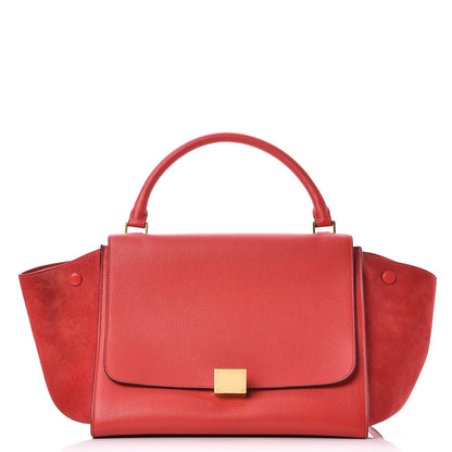 Celine Drummed Calfskin Suede Medium Trapeze Coquelicot 1 of 6