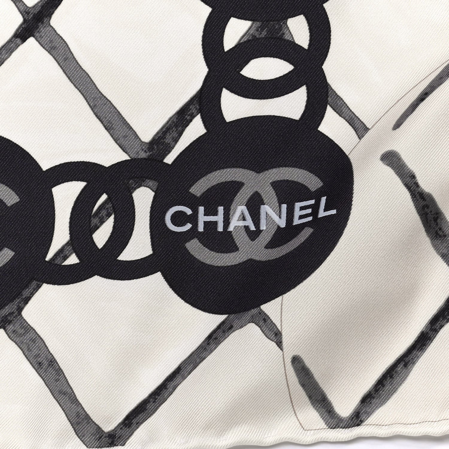 Chanel Silk Camellia CC Square Scarf Ivory 2 of 4