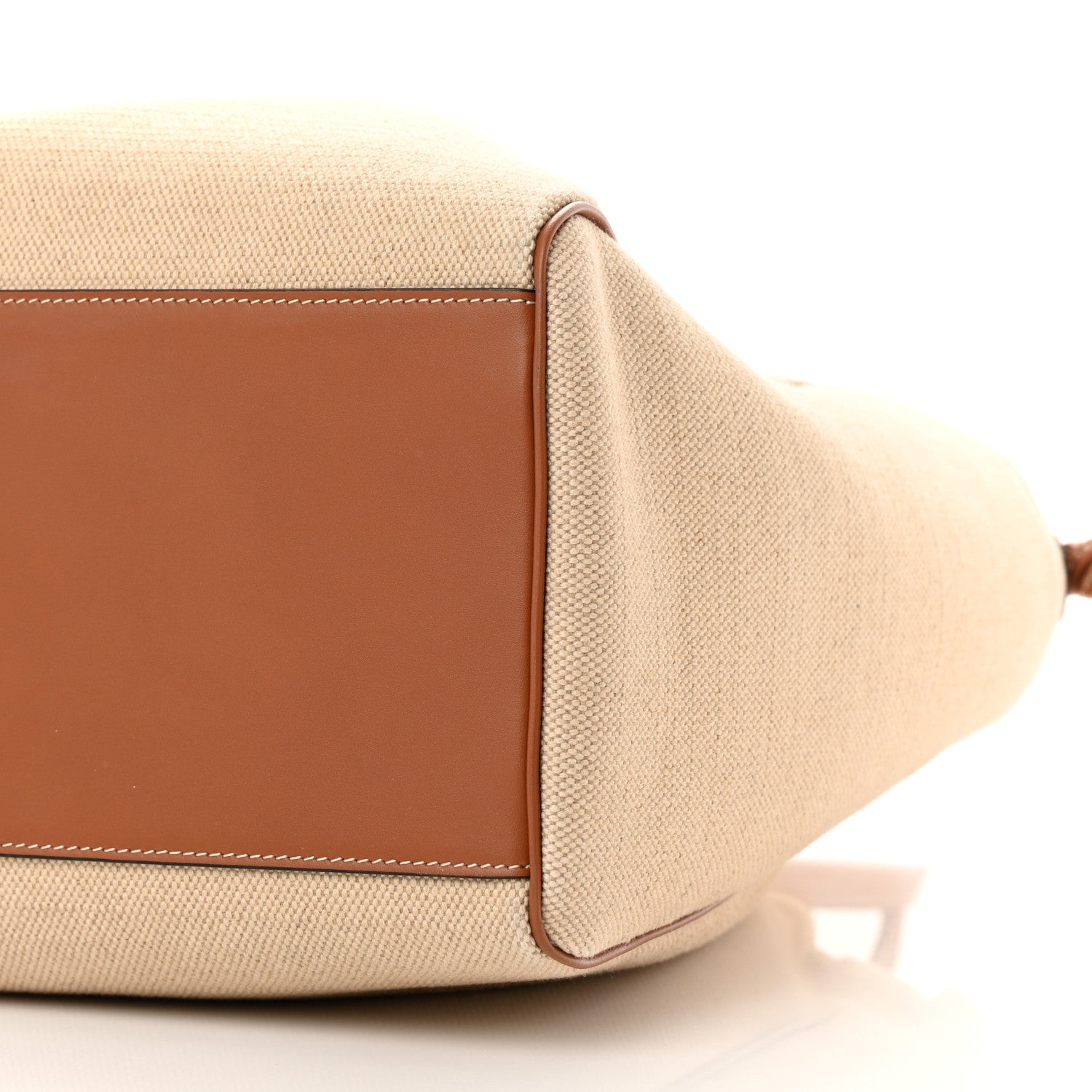 Celine Canvas Calfskin Cuir Triomphe Cabas Drawstring Natural Tan 10 of 11
