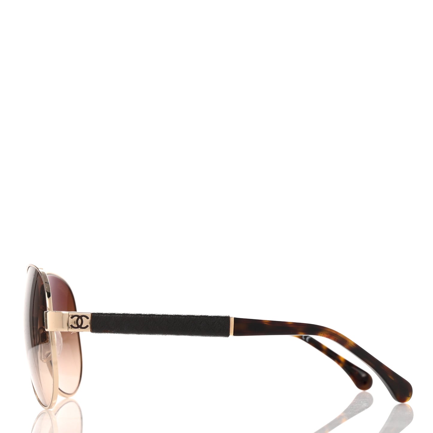 Lambskin Quilted CC Aviator Sunglasses 4195-Q Brown Gold