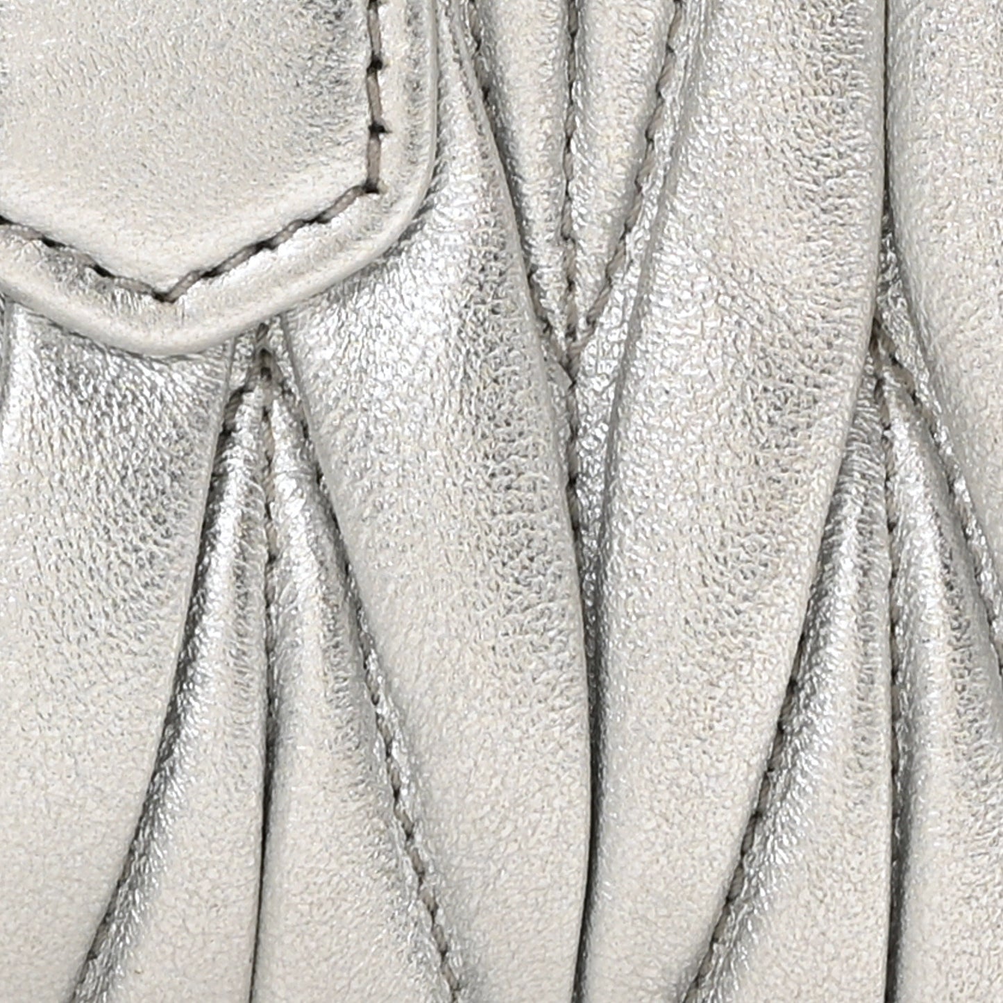 Metallic Nappa Matelasse Mini Arcadie Top Handle Bag Silver